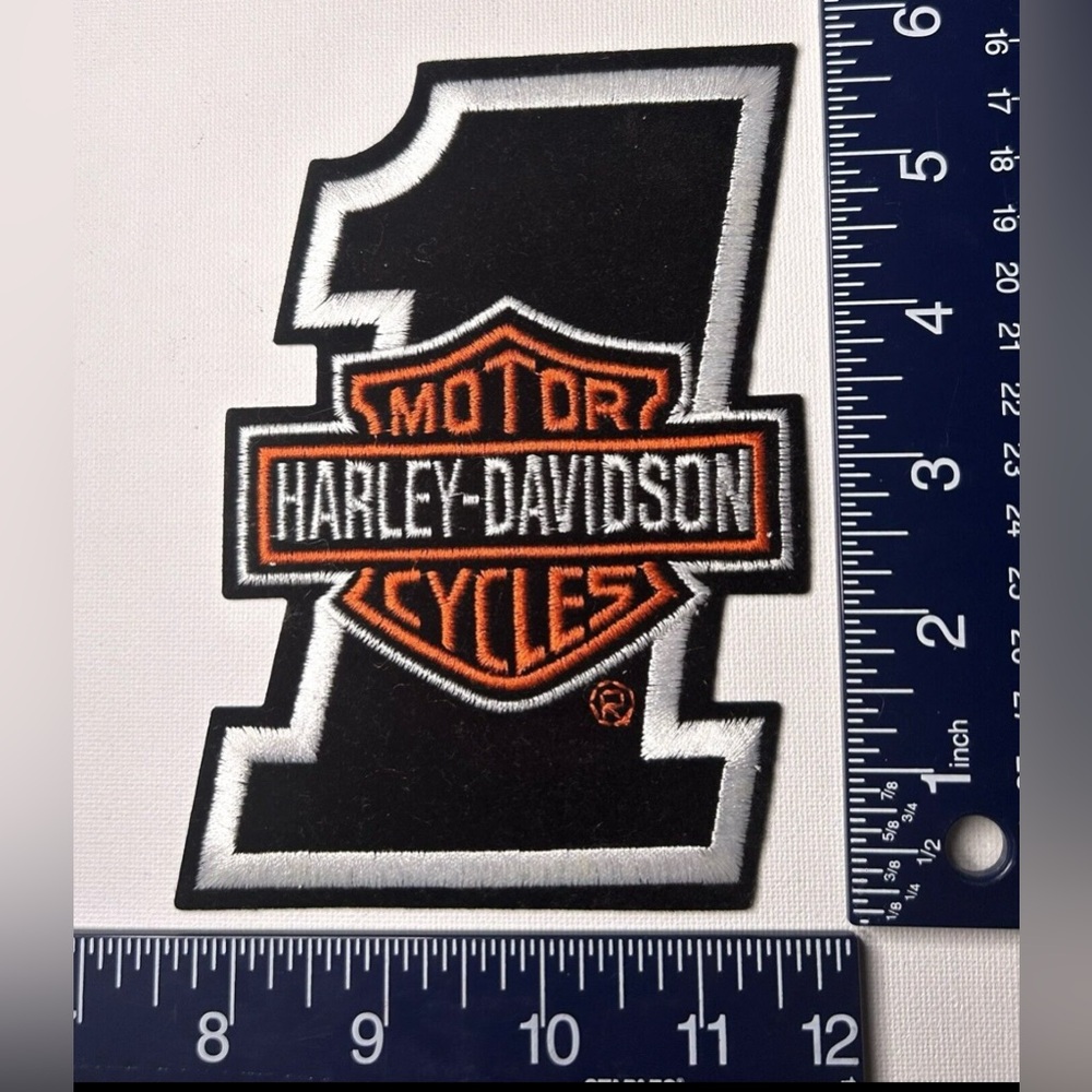 Authentic Vintage Harley-Davidson Patch / Emblem Black #1 Bar & Shield Medium